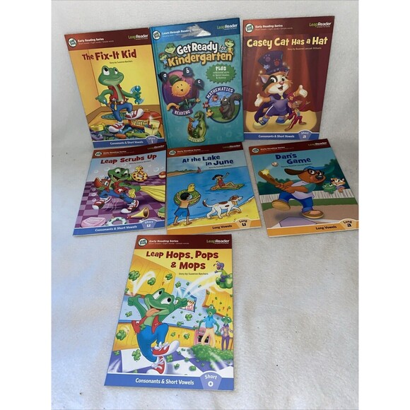 Leap Frog Tag Reading Books Consonants Short Long Vowels Lot of 7 books Kinder - Picture 1 of 8